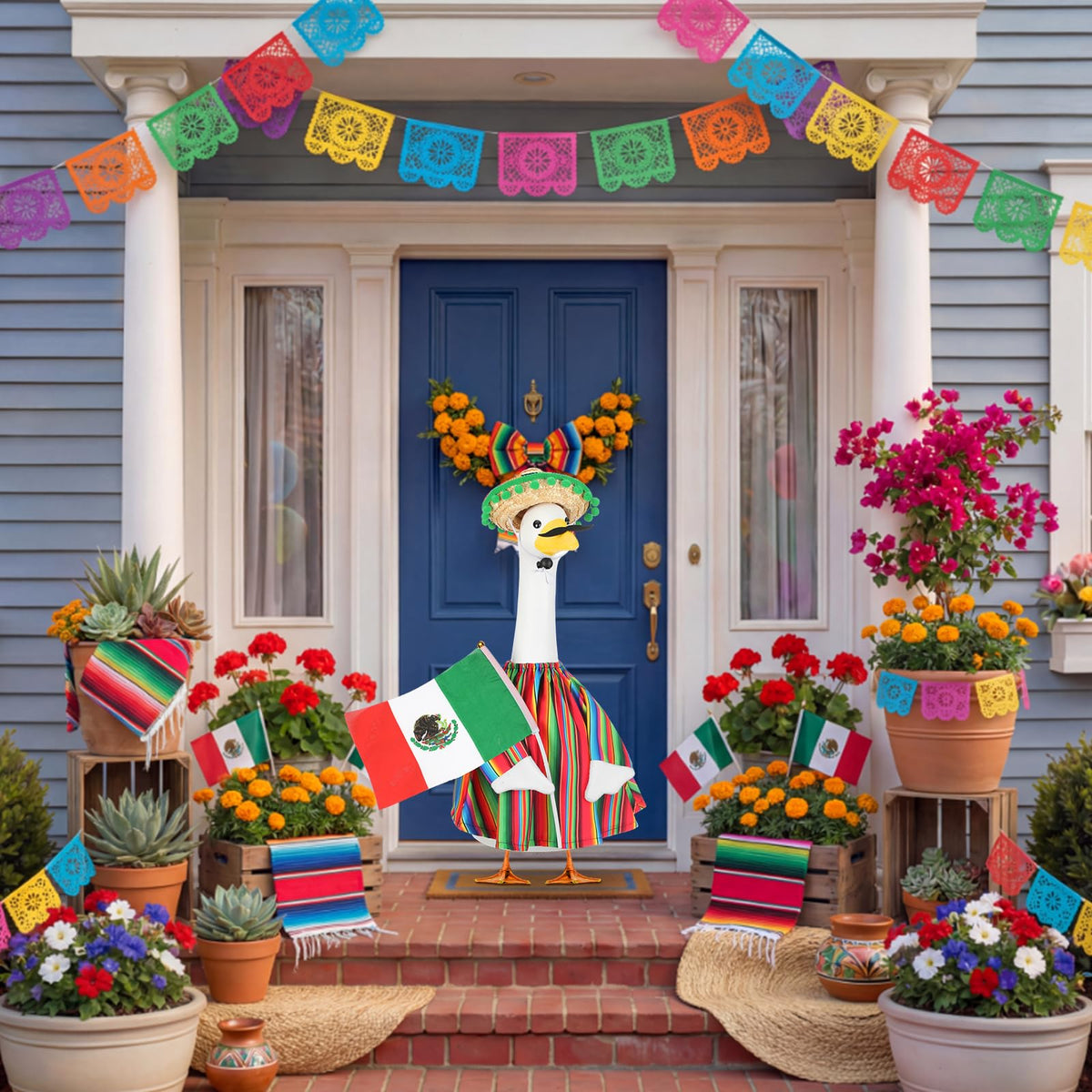 Abbylike fiesta mustache brings playful character to garden statues.