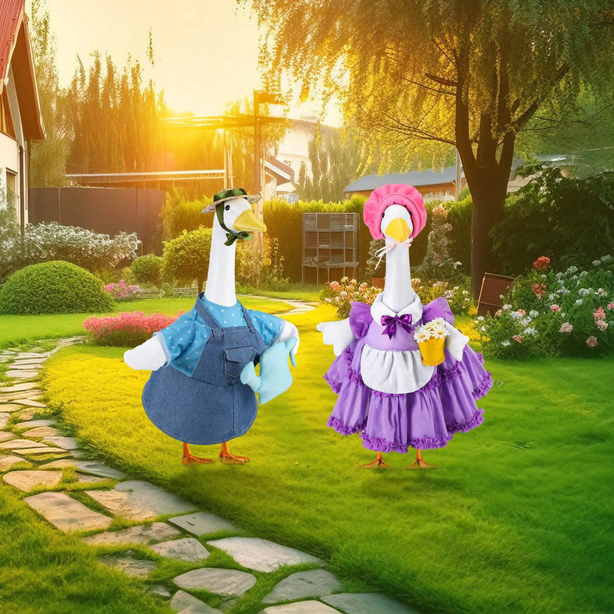 Flower pot and watering can accessories with Abbylike goose outfit