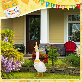 Abbylike goose costume closeup shows playful design and materials.
