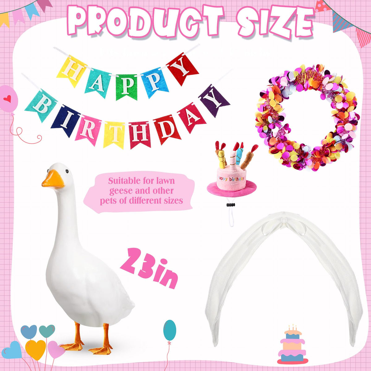 Abbylike Happy Birthday banner for porch geese, creates instant celebration look