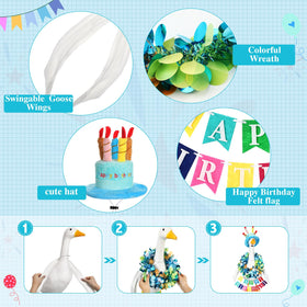 Abbylike Birthday garland on goose wings boosts outdoor party atmosphere.