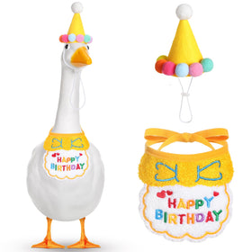 Abbylike Happy Birthday Goose Outfit on the lawn enhances festive decor.