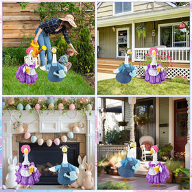 Abbylike spring garden goose display enhancing porch decor