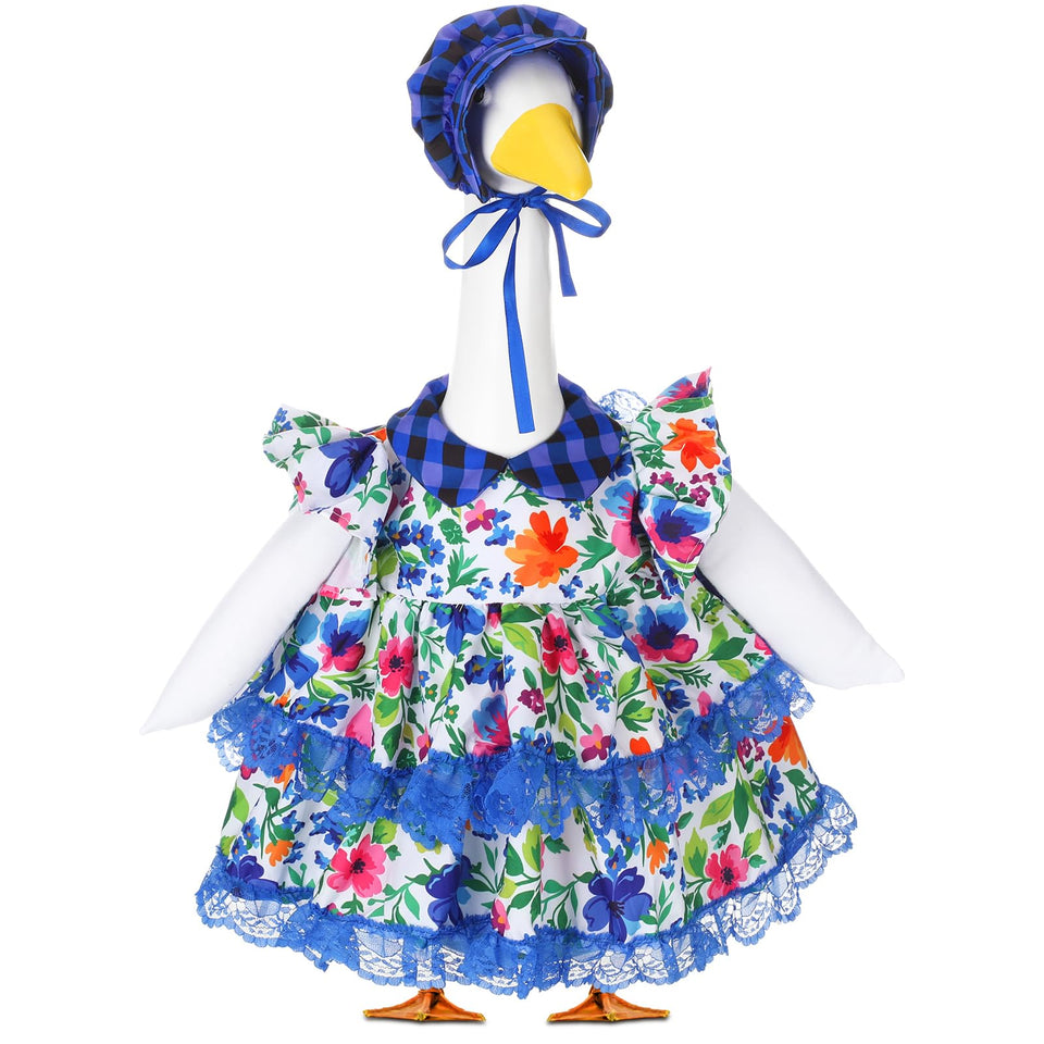 Abbylike spring goose dress on goose enhances porch decor with cheerful charm.
