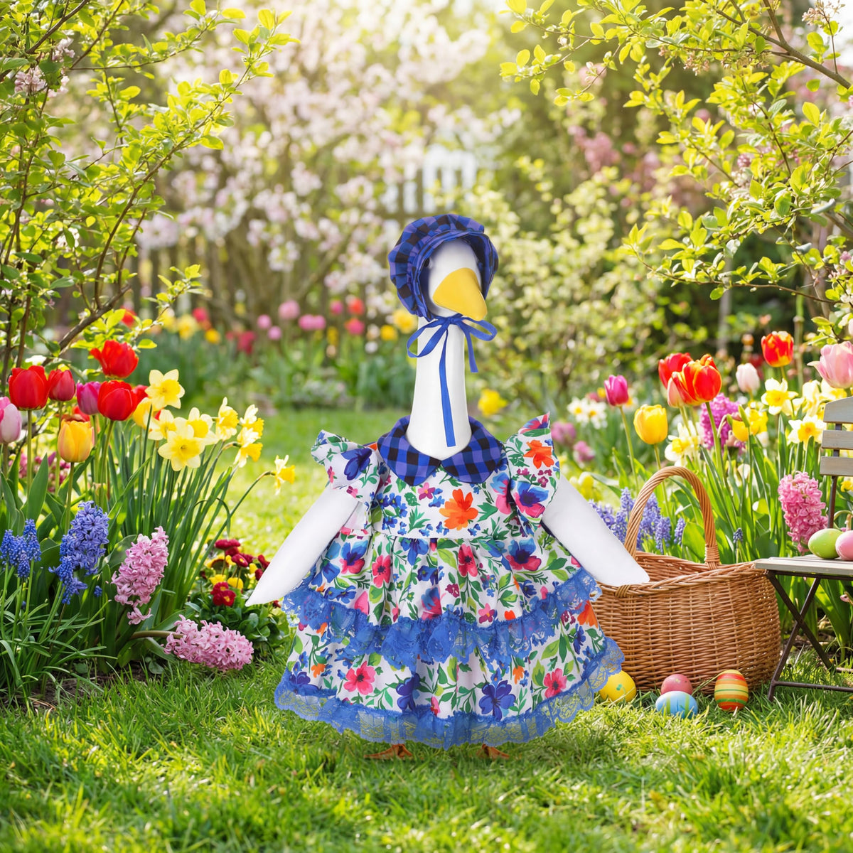 Abbylike versatile outfit fits 23-inch geese for many garden occasions.