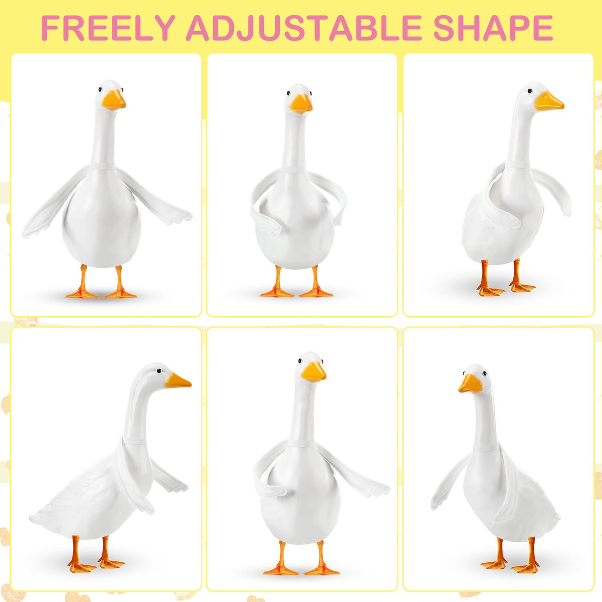 Wired-neck Abbylike wings easy to shape for goose pose adjustments