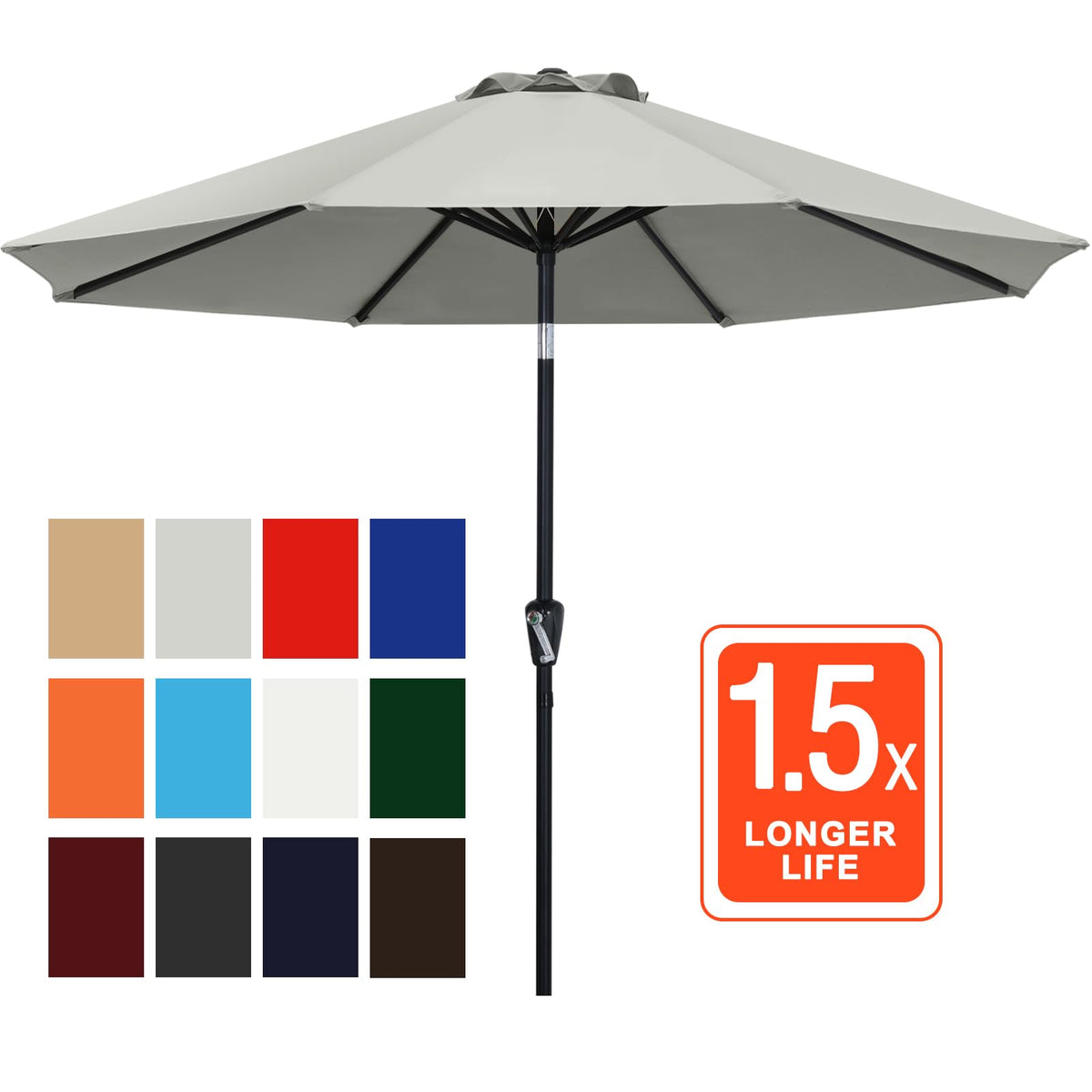 ABCCANOPY 10ft patio umbrella tilt crank system demonstrating adjustable shade angle.