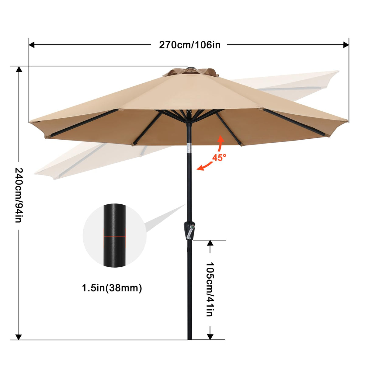 ABCCANOPY 10ft patio umbrella wind resistance frame withstands breezy conditions.