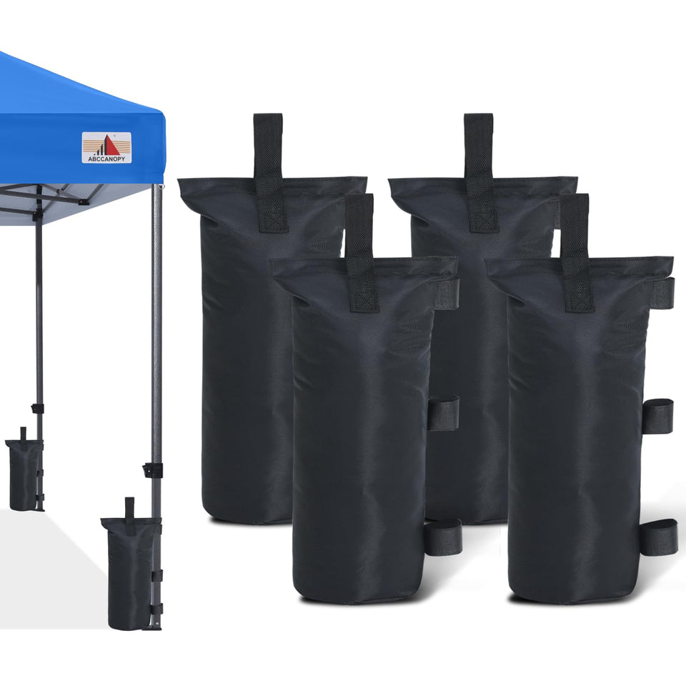 ABCCANOPY four-pack sand bags stabilizing a large canopy.