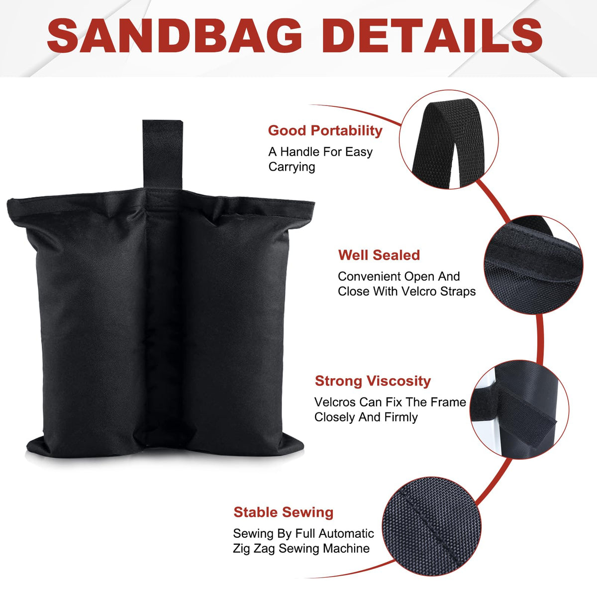 ABCCANOPY 4-pack sand bags in black offer wind-ready stability