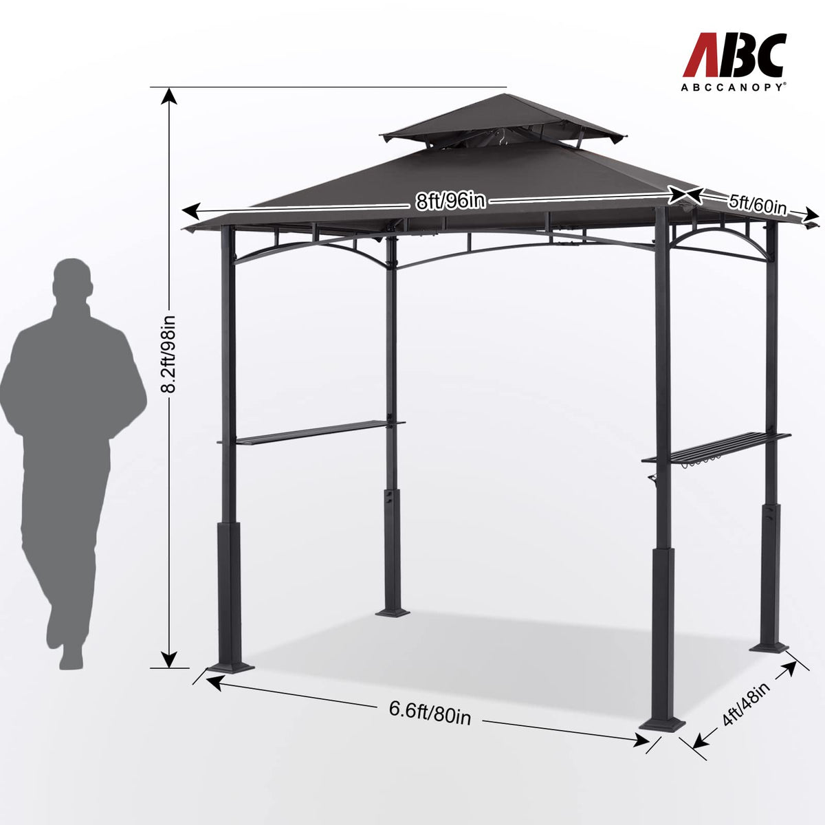 ABCCANOPY 8x5 grill gazebo night illumination in use
