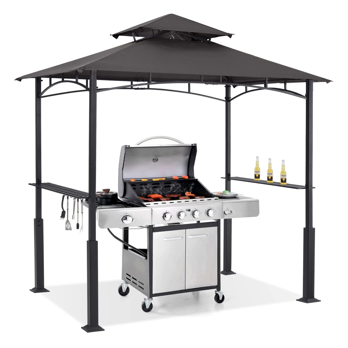 ABCCANOPY 8x5 grill gazebo with side shelves for tools and drinks