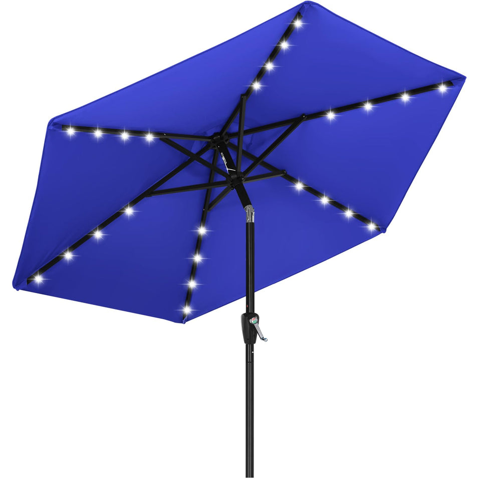 ABCCANOPY durable solar-led patio umbrella top view with 24 LEDs for evening shade