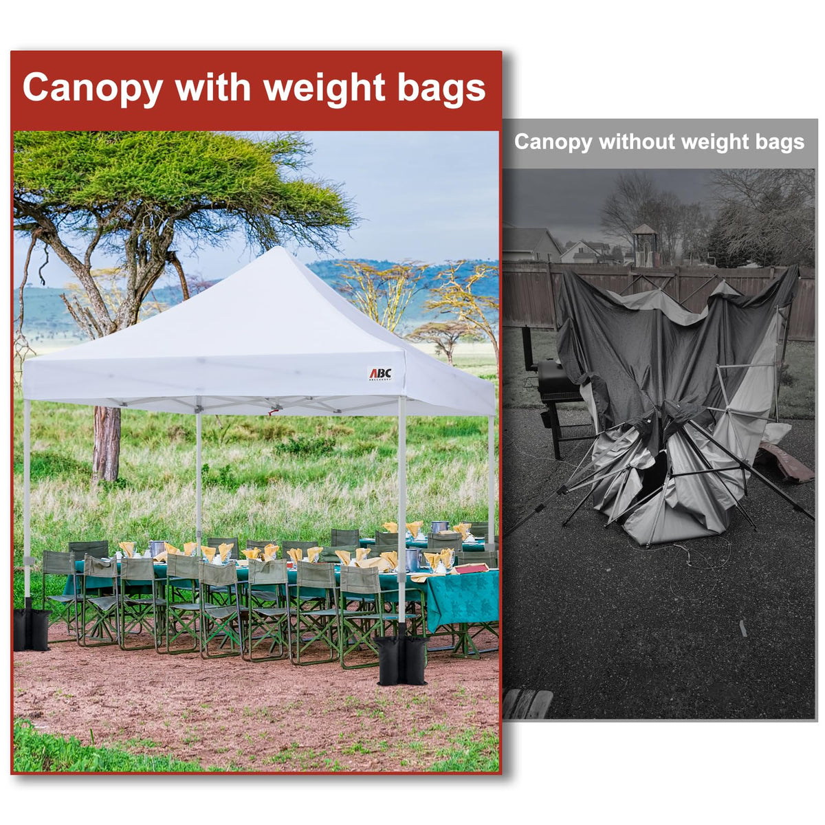 ABCCANOPY lightweight design enables easy transport after outdoor events