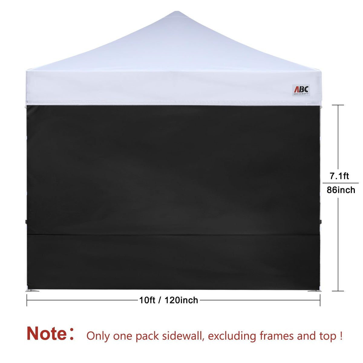 ABCCANOPY sidewall with Velcro top attachment secures to canopy trusses.