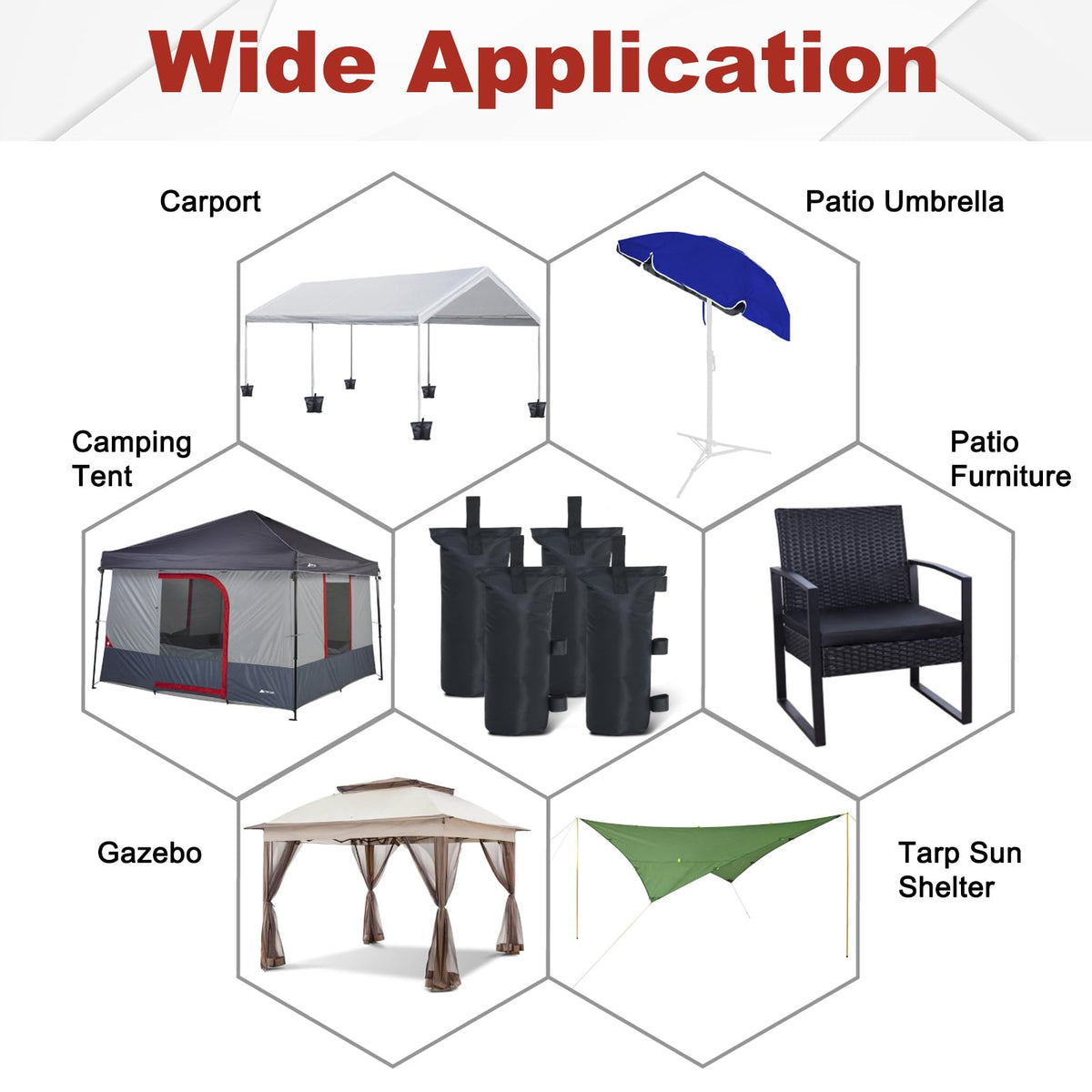 ABCCANOPY weight bags stabilizing an instant canopy in outdoor setup.
