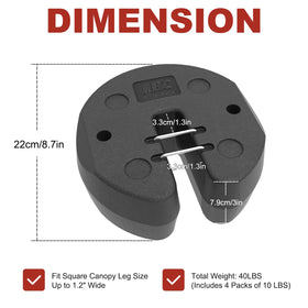 ABCCANOPY weights stacked using male and female connections for extra stability