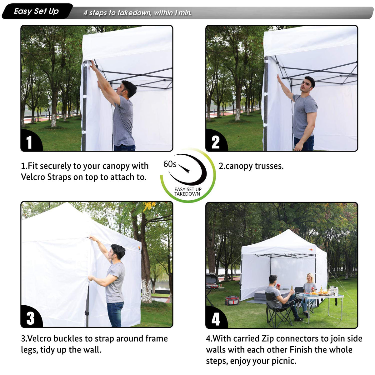 ABCCANOPY SunWall includes three sidewalls for quick, shaded setups.