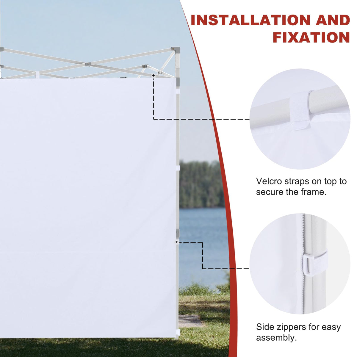 White ABCCANOPY SunWall sidewall ideal for events, markets, and backyard gatherings.