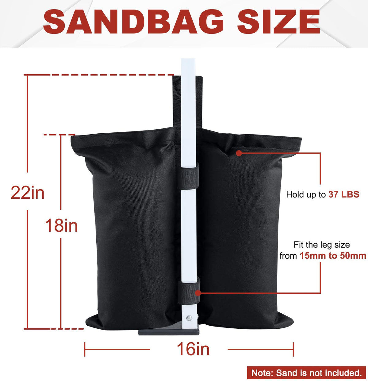 ABCCANOPY weight bags easy-installation with Velcro straps for sturdy anchoring