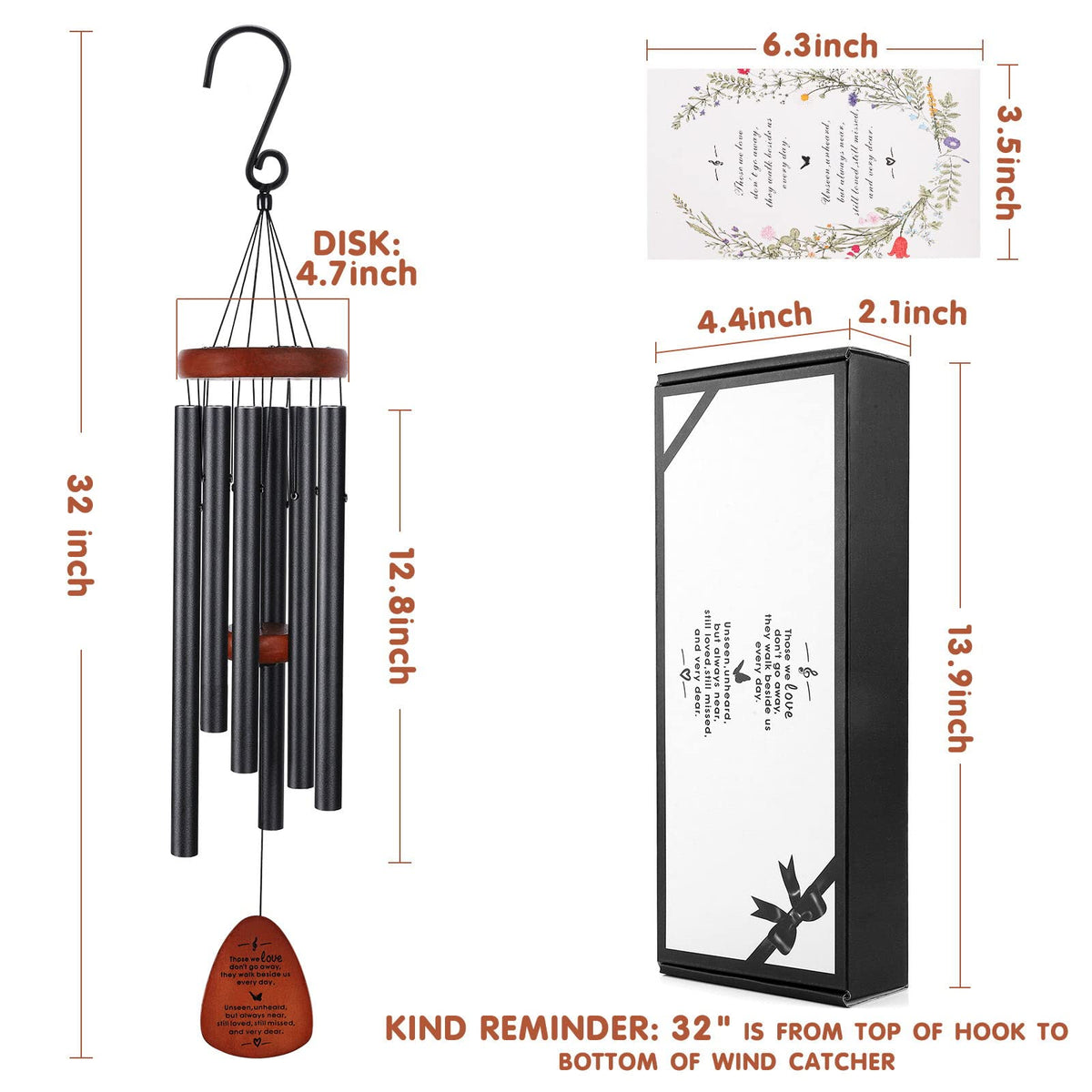 ABEICO wind chime featuring antique bronze finish for timeless outdoor display.