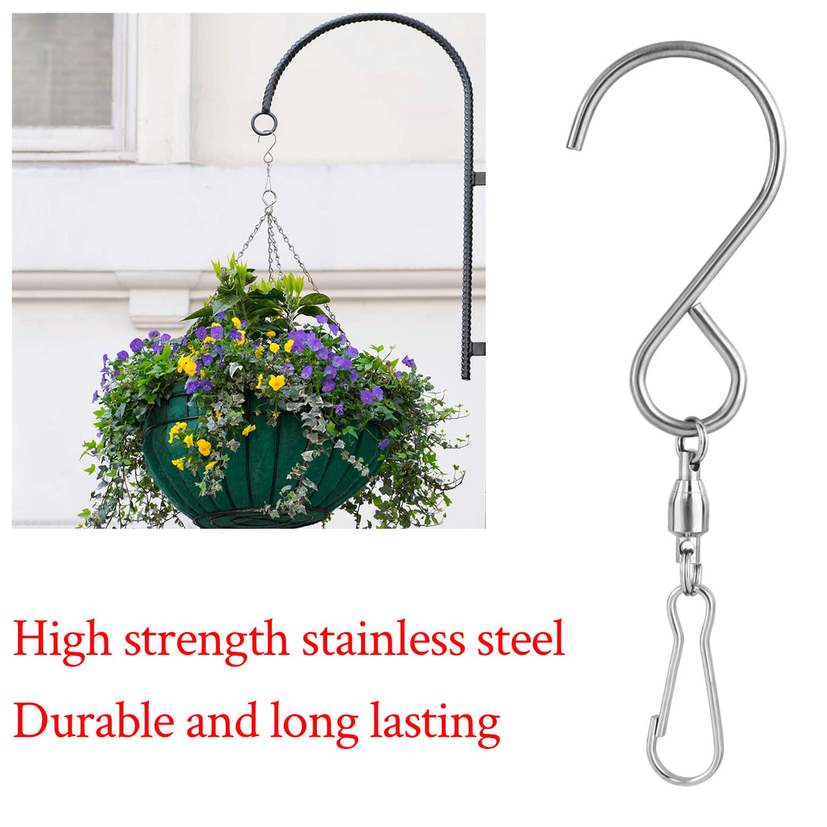 Abfgift 360-degree rotating swivel hook holds decor securely outdoors.