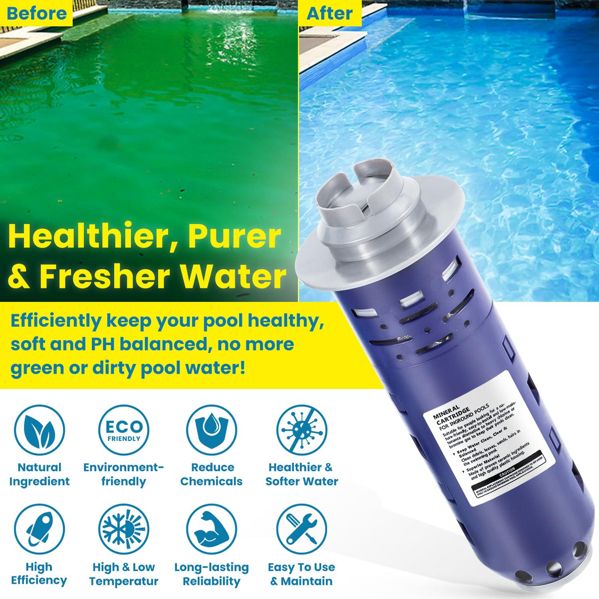 E-cowlboy versatile installation for above-ground and in-ground pools.