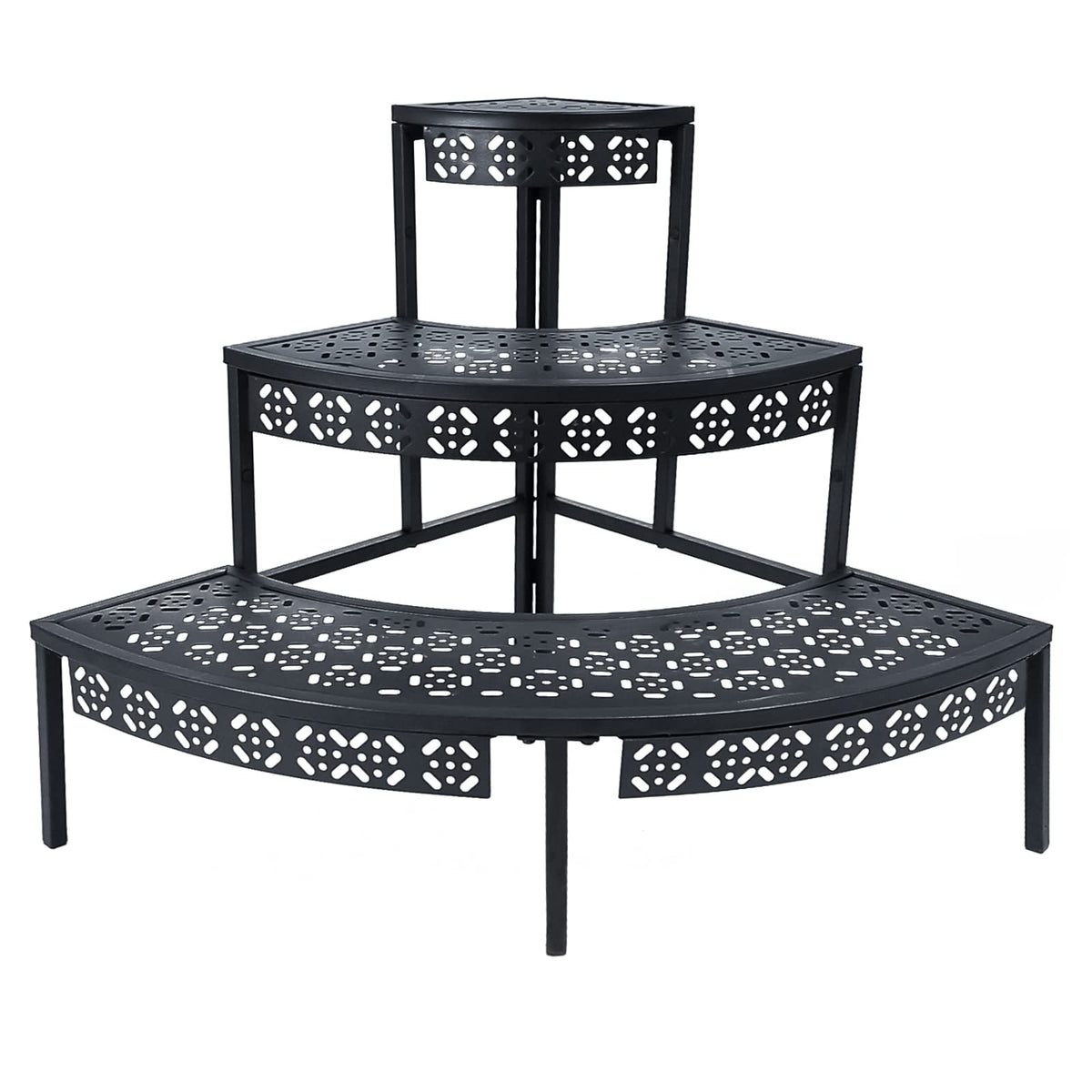 aboxoo 3-tier plant stand semicircle view highlighting space-saving corner display for plants