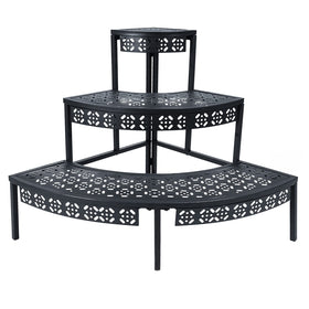 aboxoo 3-tier plant stand semicircle view highlighting space-saving corner display for plants