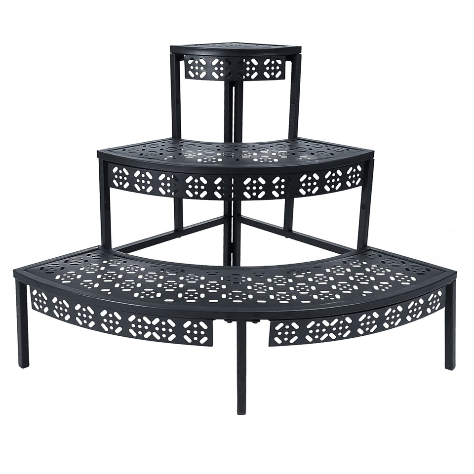aboxoo 3-tier plant stand semicircle view highlighting space-saving corner display for plants