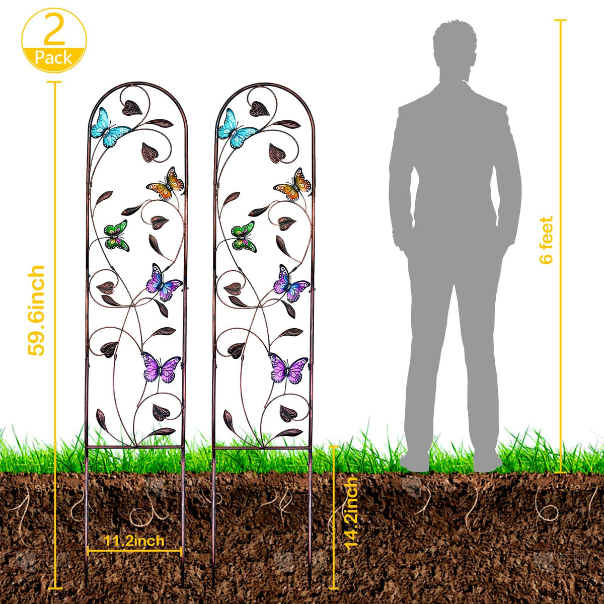 aboxoo bronze-finish-iron-trellis sturdy garden support with timeless look.