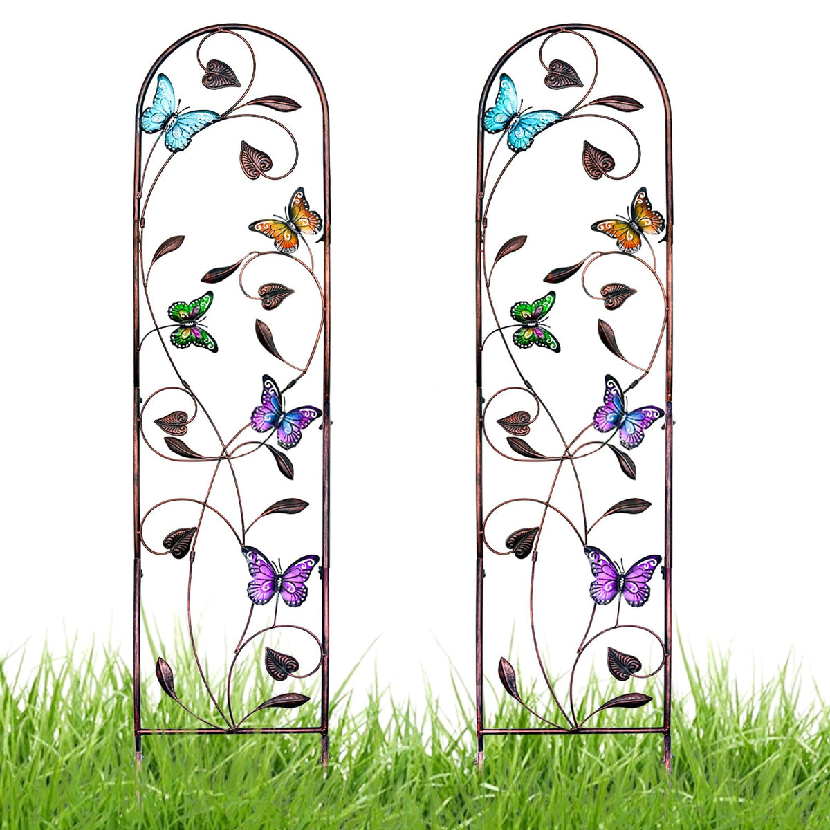 aboxoo butterfly-perch cattails trellis adds decorative height while guiding climbing vines.