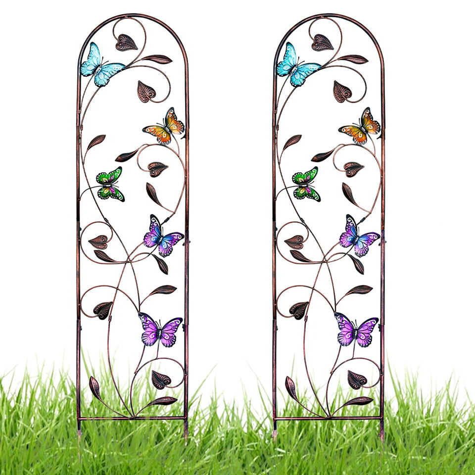 aboxoo butterfly-perch cattails trellis adds decorative height while guiding climbing vines.