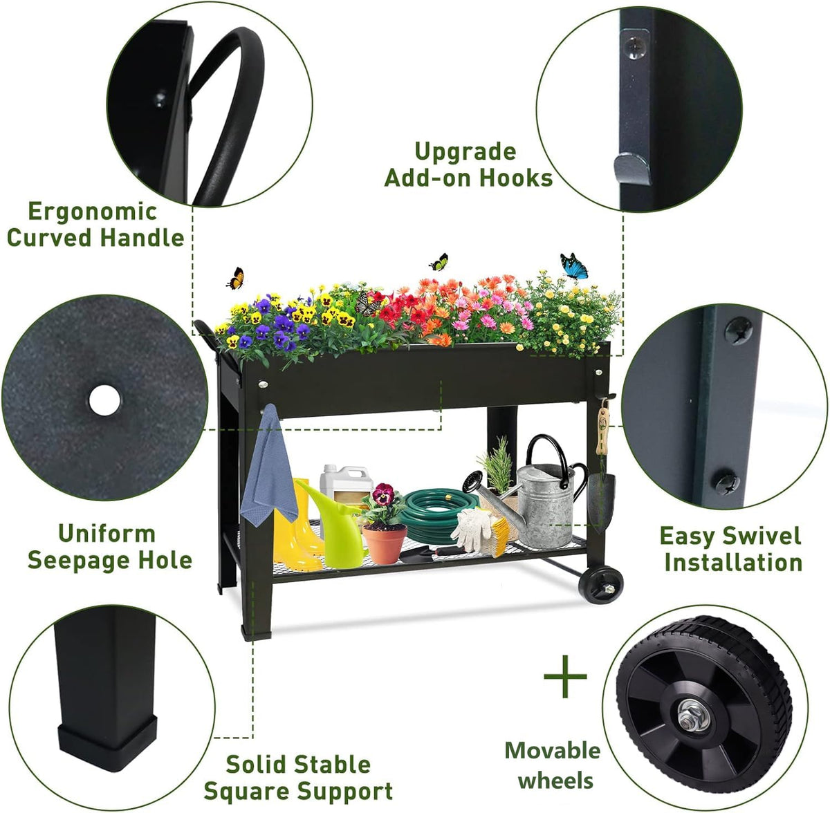 aboxoo elevated garden bed with legs provides back-friendly planting access.