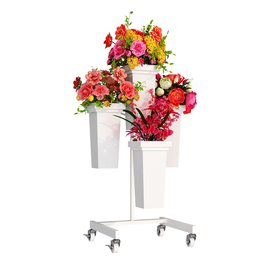 aboxoo Flower Display Stand with Buckets — four large-capacity buckets for sturdy floral arrangements.