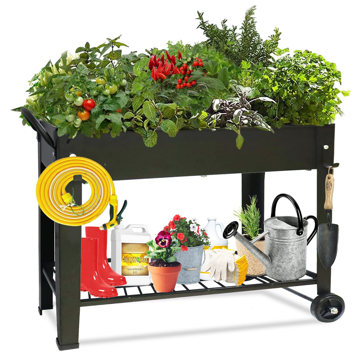 aboxoo large planter with legs and wheels for easy outdoor mobility.