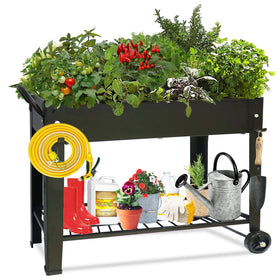 aboxoo large planter with legs and wheels for easy outdoor mobility.