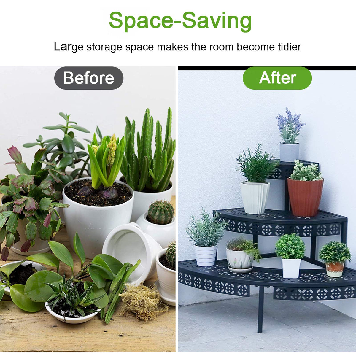 aboxoo spacious 3-layer plant rack in a modern corner setup