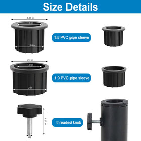 abrwyy ring insert 1-5 diameter fits smaller poles smoothly.