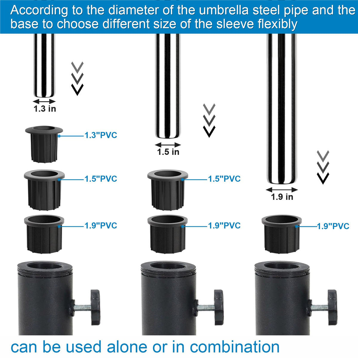 Abrwyy 1.5-inch hole ring helps prevent wobble on medium poles.