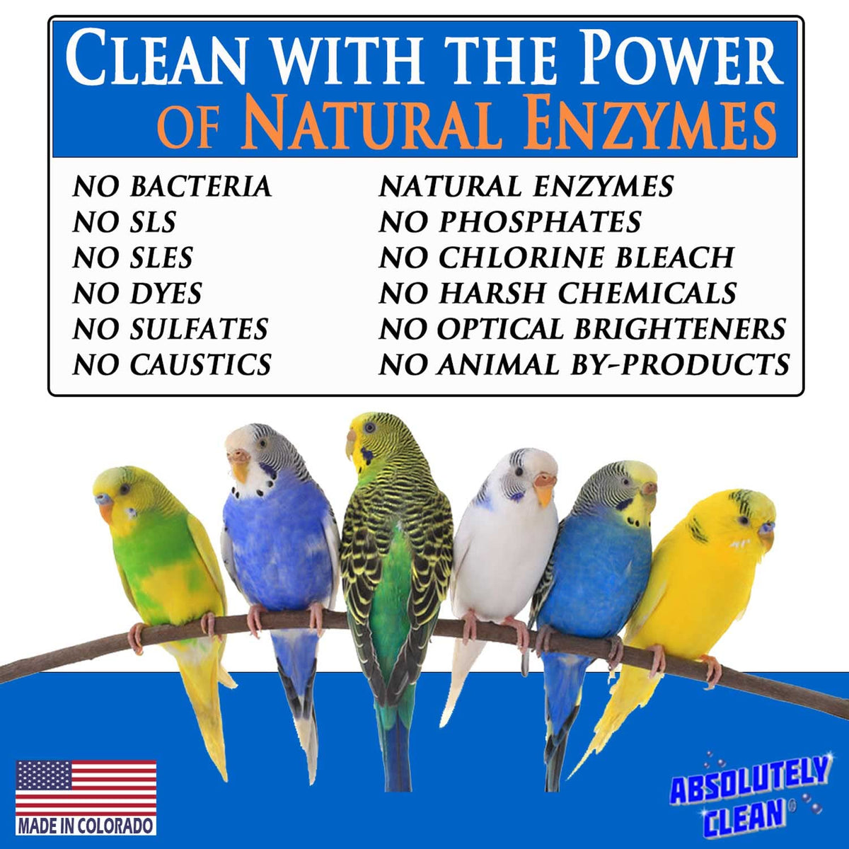 Absolutely Clean vet-approved pet cleaner label and bottles