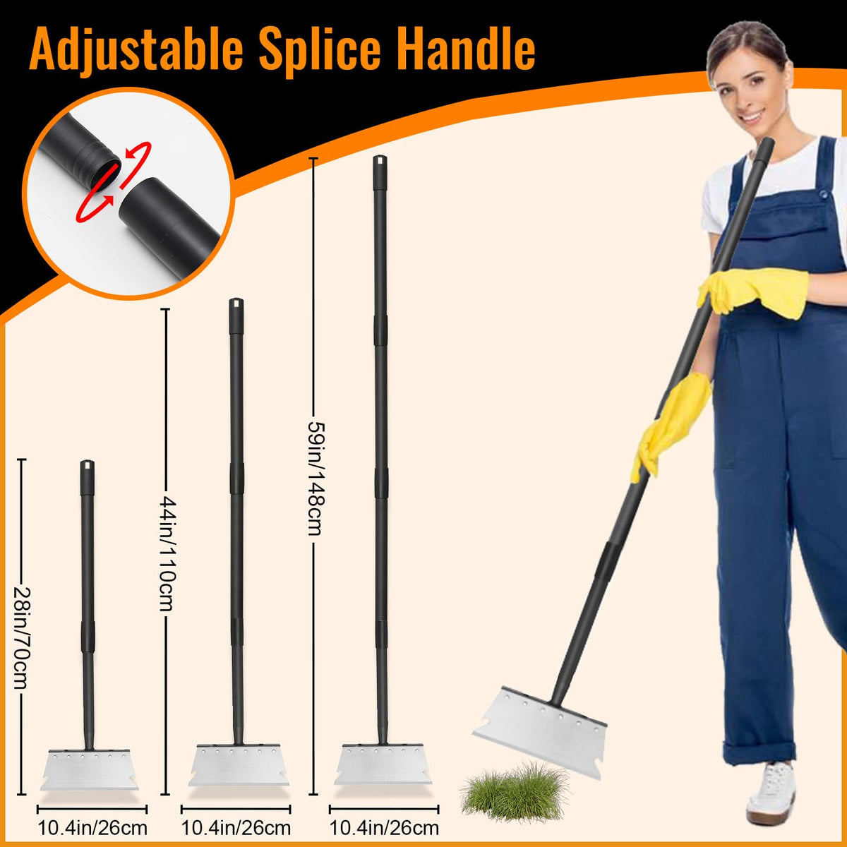 ABtool Garden Flat Shovel Scraper durable-handle highlights long-lasting alloy construction.