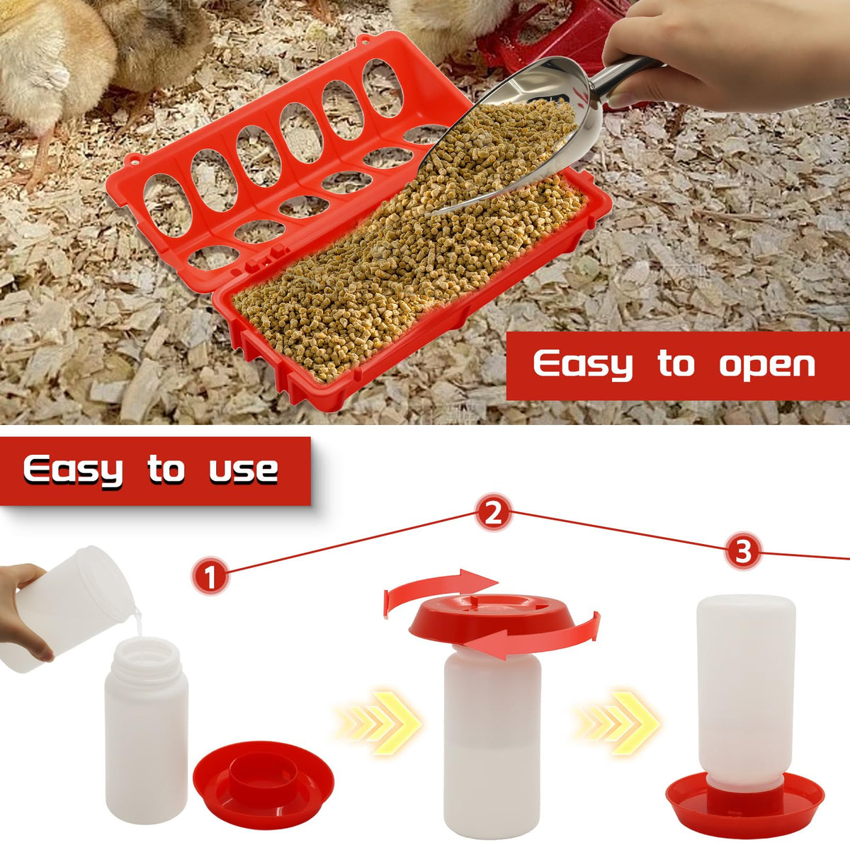 Abustle Pig Baby Chick Starter Kit, includes feeder and waterer for new flocks