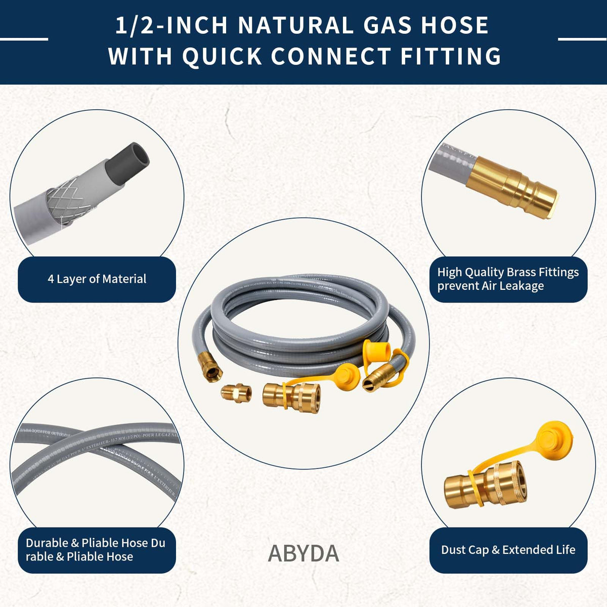 ABYDA CSA-certified hose signals safety and leak-proof performance.