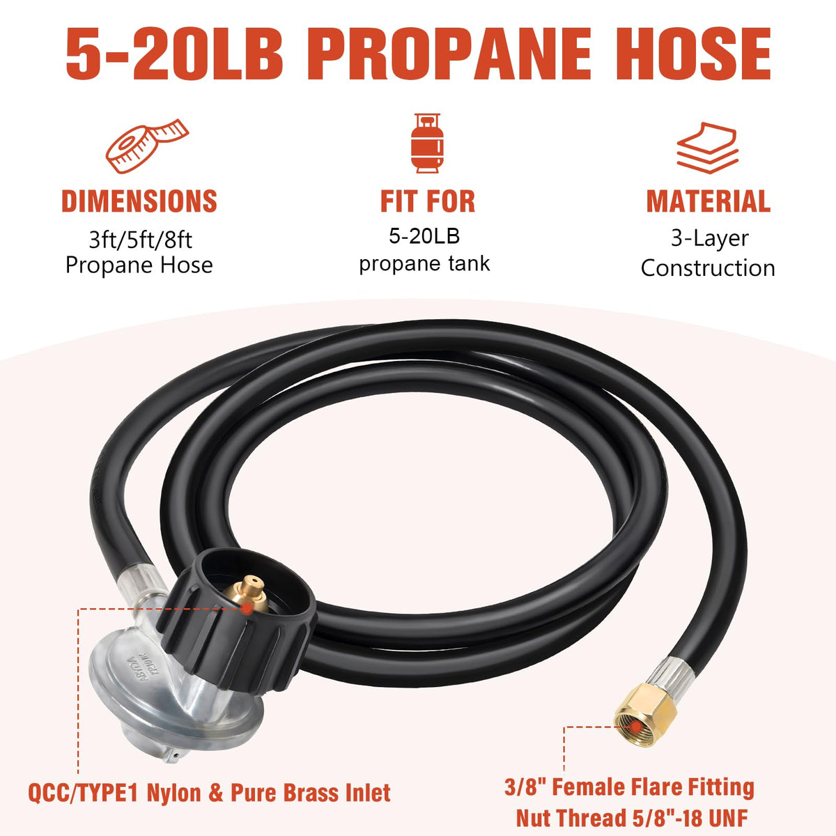 Abyda hose adapter with 3/8 flare for secure flow