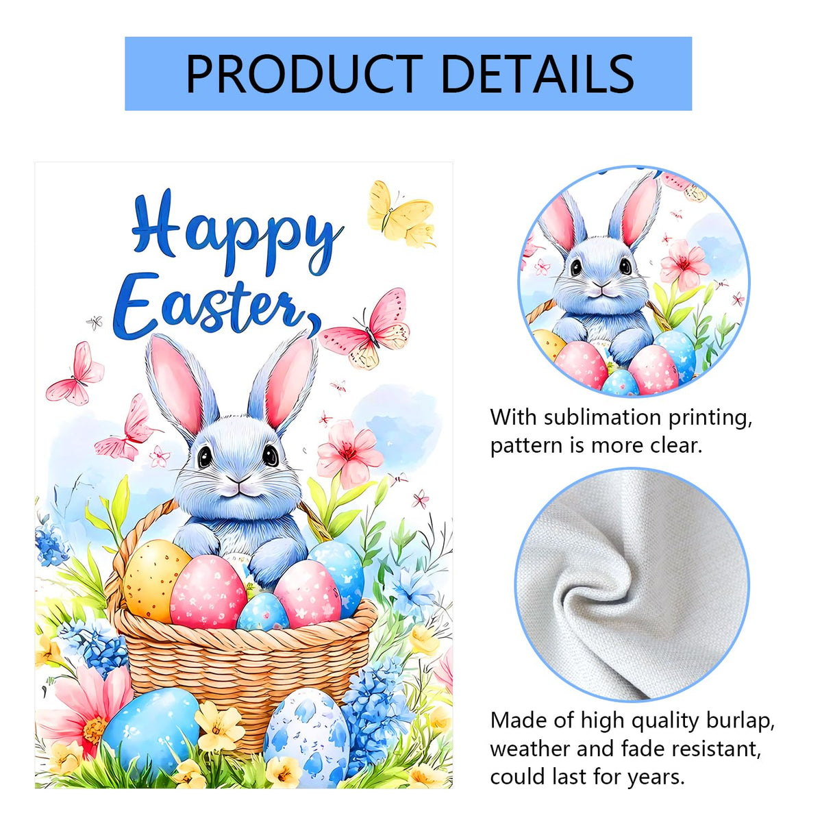 abzdfty Outdoor Easter flag for porch, lawn, and patio displays