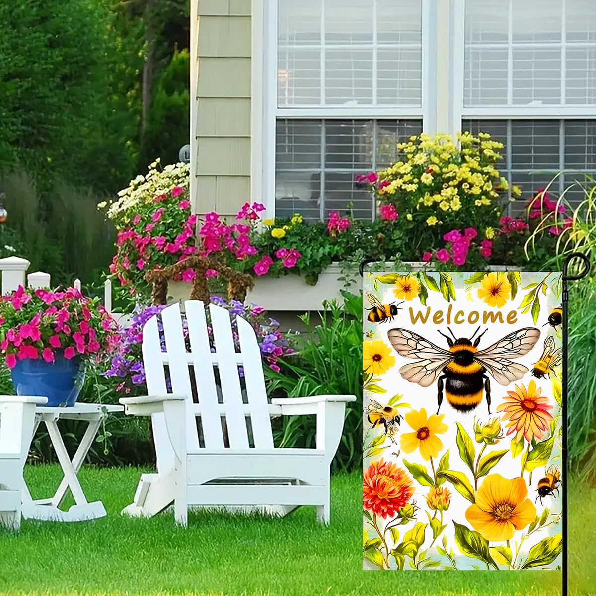 abzdfty Burlap Garden Flag—sublimation-printed for fade resistance in sun.