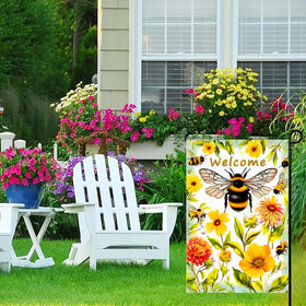 abzdfty Burlap Garden Flag—sublimation-printed for fade resistance in sun.