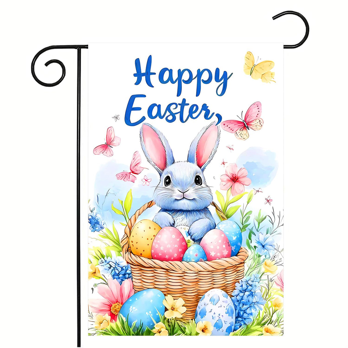abzdfty Easter garden flag double-sided design visible from both sides