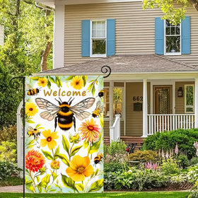 abzdfty Spring Garden Banner—double-sided visibility from multiple angles.